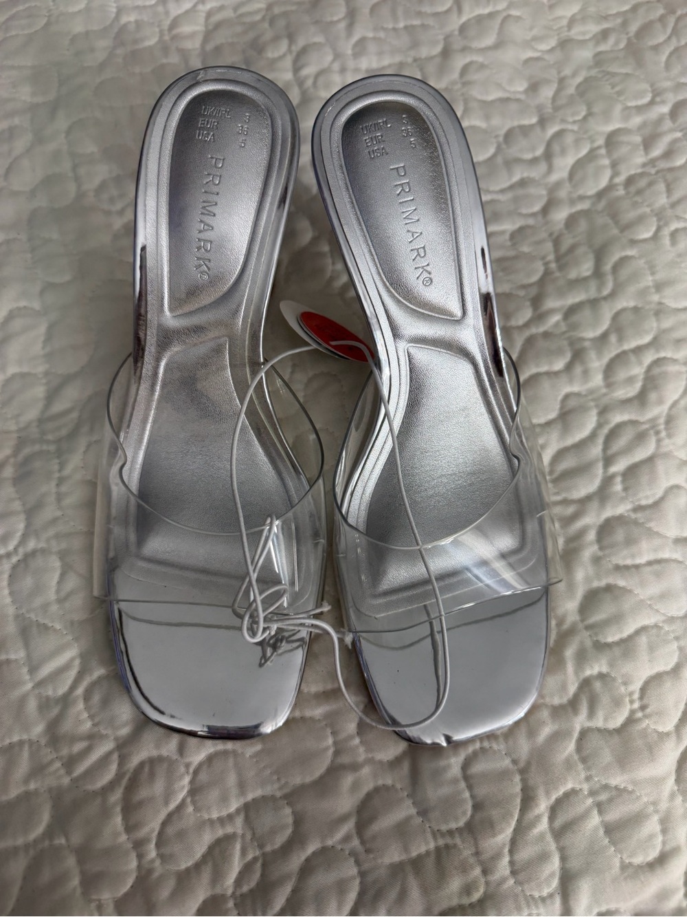 Primark Silver Clear Strap Slide Mules